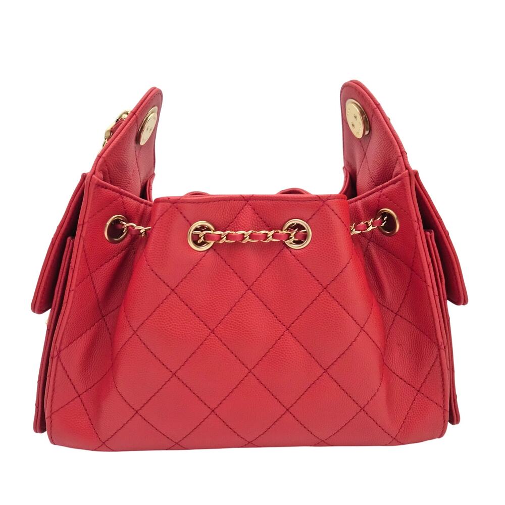 Chanel 25 Mini Red Caviar Shoulder Bag - Picture 2 of 9